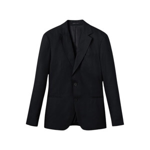 REISS Kin Single Breasted Linen Blazer in Navy